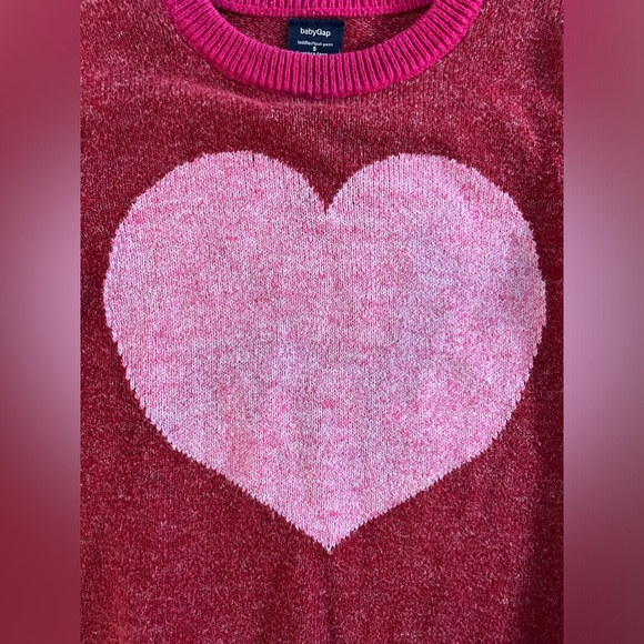Baby Gap Red, Grey with Pink Heart Long Sleeve Sweater, Girl Size 5, kid sweater - Picture 5 of 7